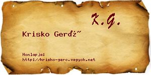 Krisko Gerő névjegykártya